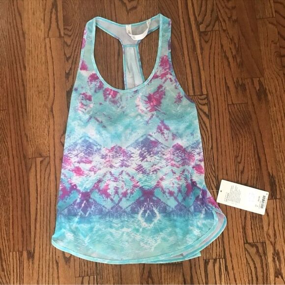NWT New LULULEMON 105 Singlet Mesh Tank Top Blue Purple White Pink Tie Dye 6 - Picture 1 of 4